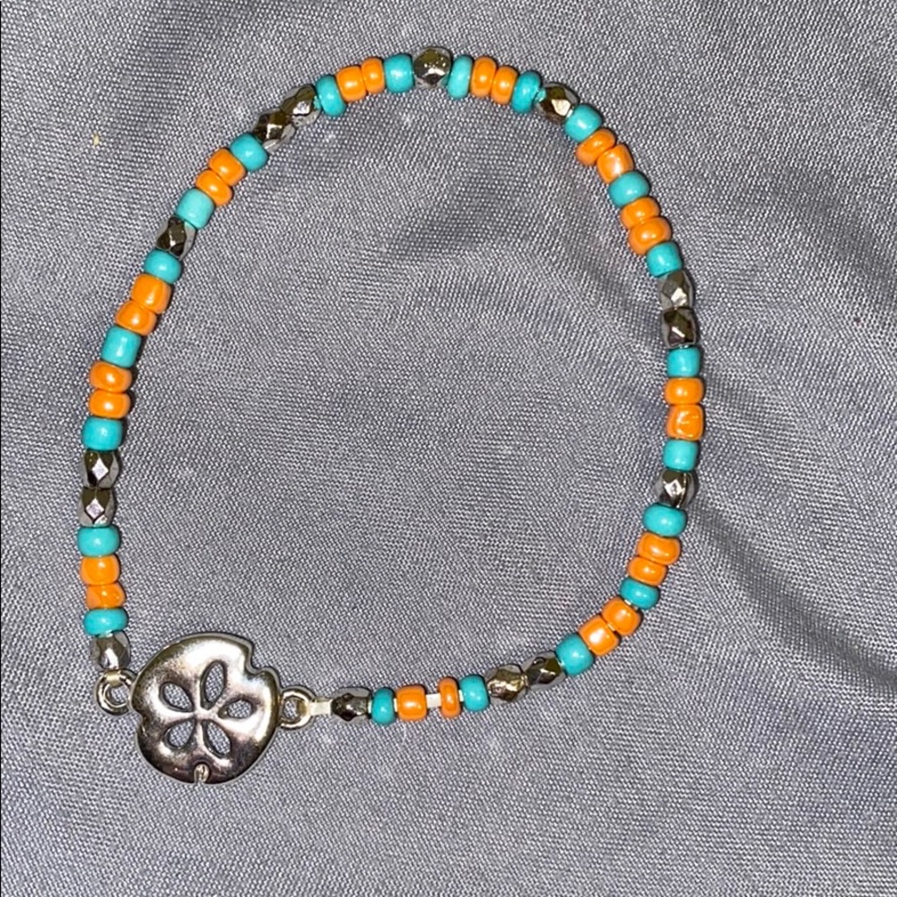 Blue/Orange/Silver Sand Dollar bracelet